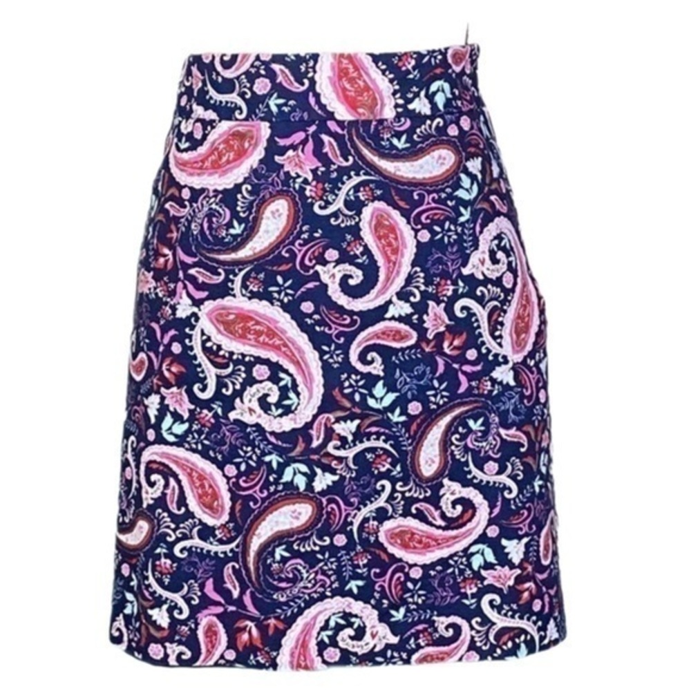 TALBOTS blue, pink and white paisley skirt with side zipper in size 10. EUC